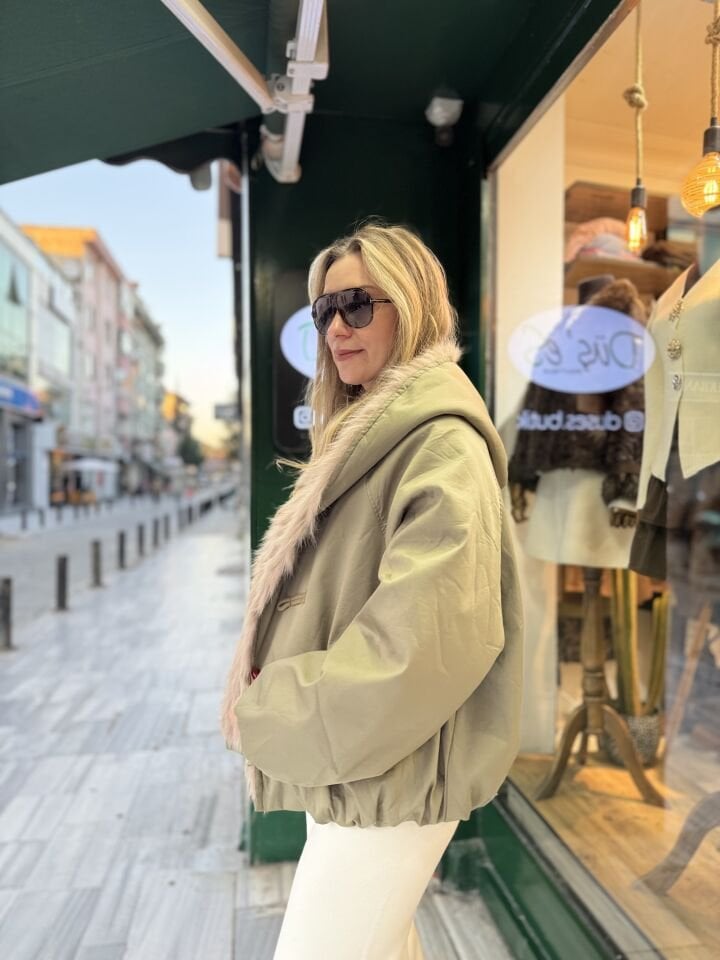 İTHAL ÇİFT TARAFLI FİL DİŞİ DÜĞMELİ MONT HAKİ / STD