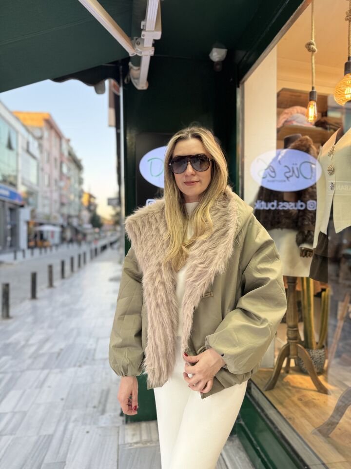 İTHAL ÇİFT TARAFLI FİL DİŞİ DÜĞMELİ MONT HAKİ / STD