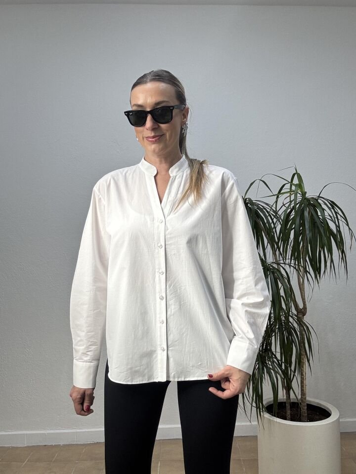 MAGRO ARKASI TAŞLI GÖMLEK 032 Beyaz - 42