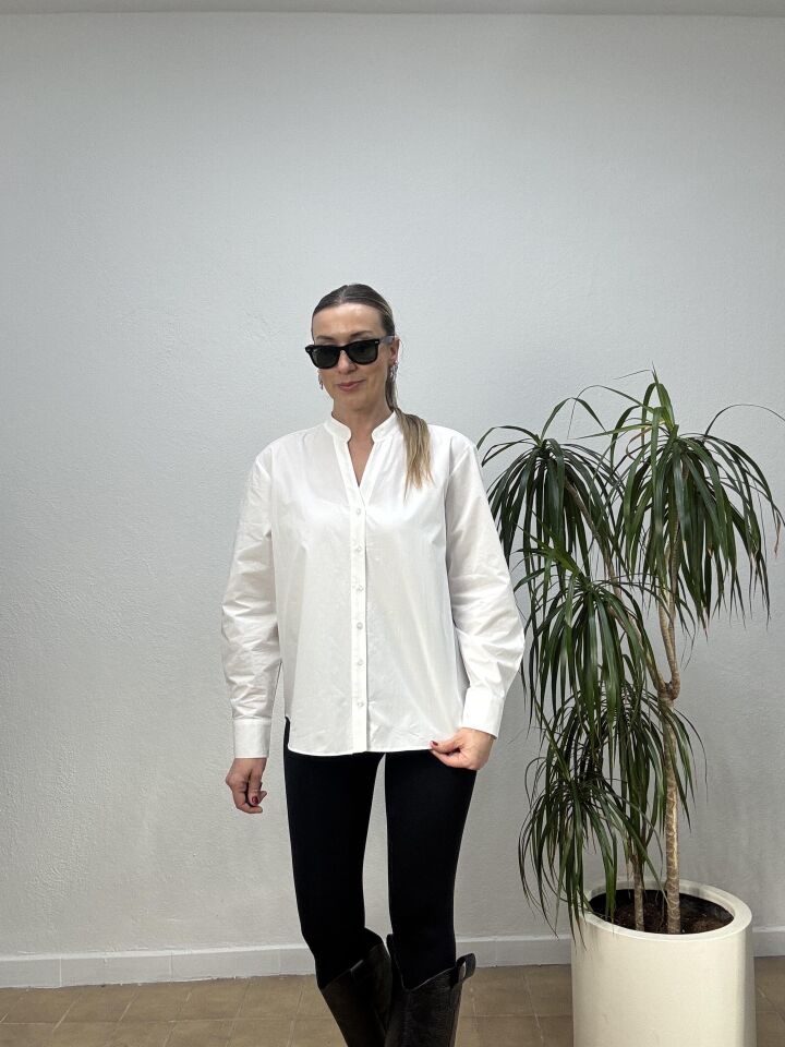 MAGRO ARKASI TAŞLI GÖMLEK 032 Beyaz - 42