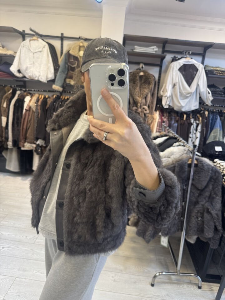 İTHAL DERİ DÜĞMELİ KISA KÜRK ANTRESİT / STD