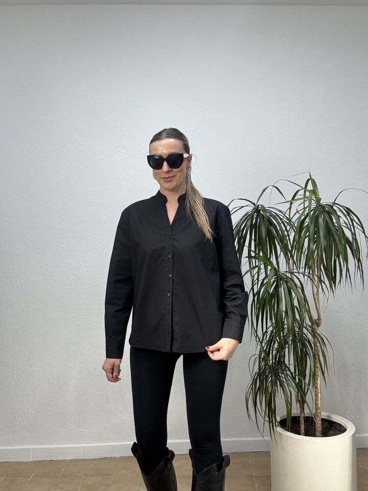 MAGRO ARKASI TAŞLI GÖMLEK 032 Siyah - 40