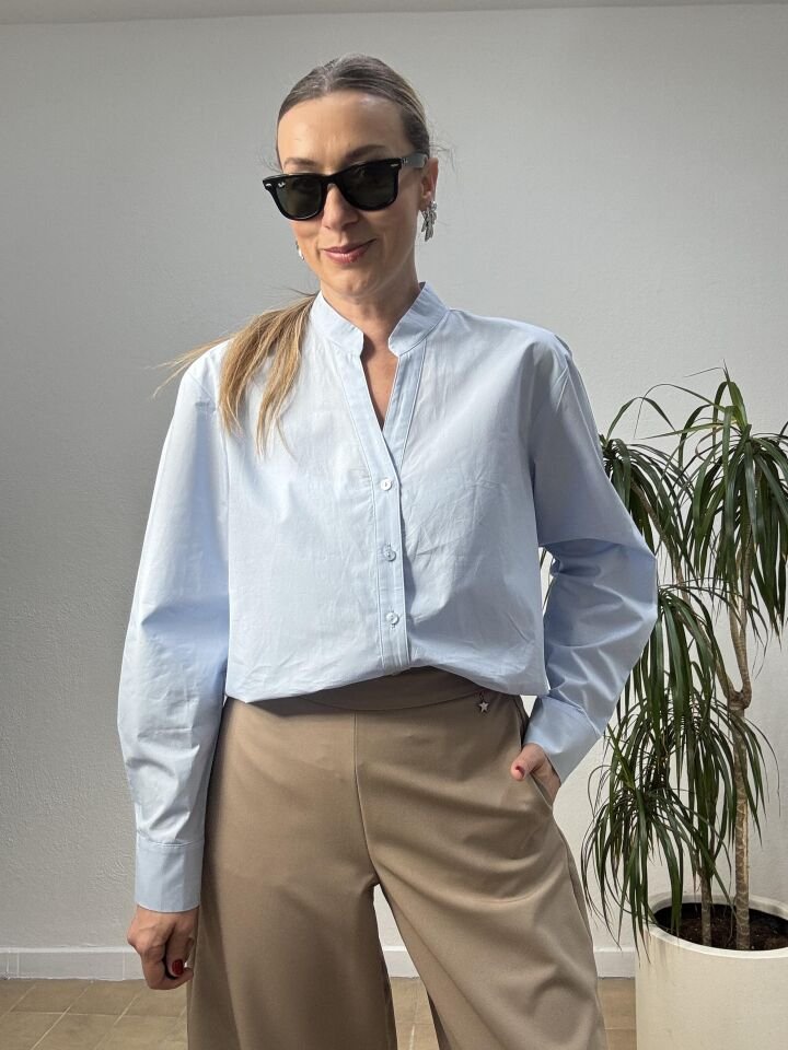 MAGRO ARKASI TAŞLI GÖMLEK 032 Mavi - 40