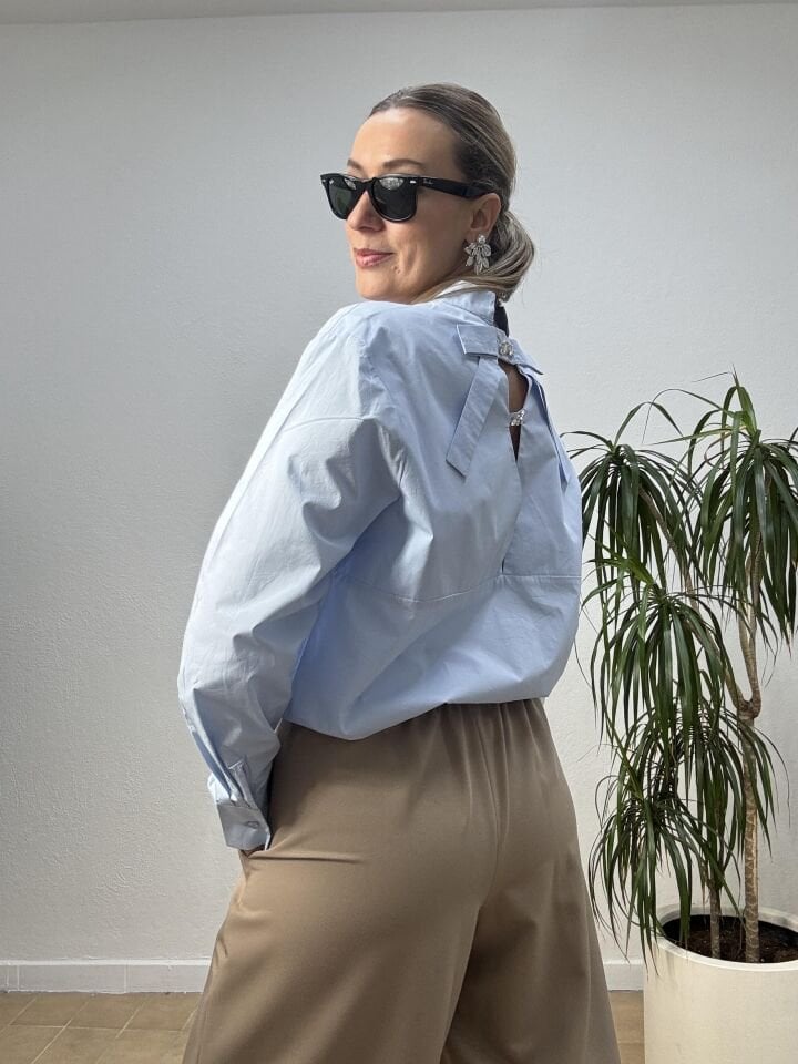 MAGRO ARKASI TAŞLI GÖMLEK 032 Mavi - 40