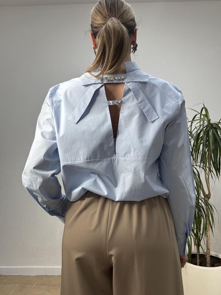 MAGRO ARKASI TAŞLI GÖMLEK 032 Mavi - 40