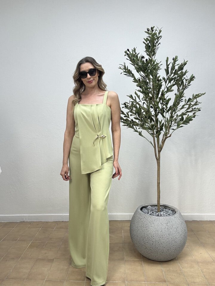 LALE BROŞLU ŞIK TULUM 60024 42 - Yeşil