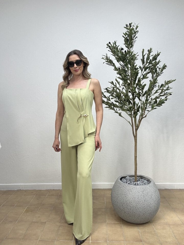 LALE BROŞLU ŞIK TULUM 60024 42 - Yeşil