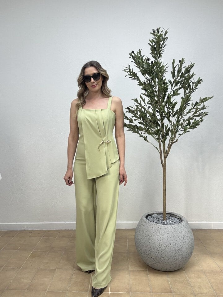 LALE BROŞLU ŞIK TULUM 60024 42 - Yeşil