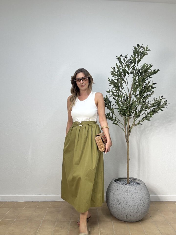 ÜZERİ MODAL KUMAŞ BASIC UZUN ELBİSE 37443 S - Yeşil