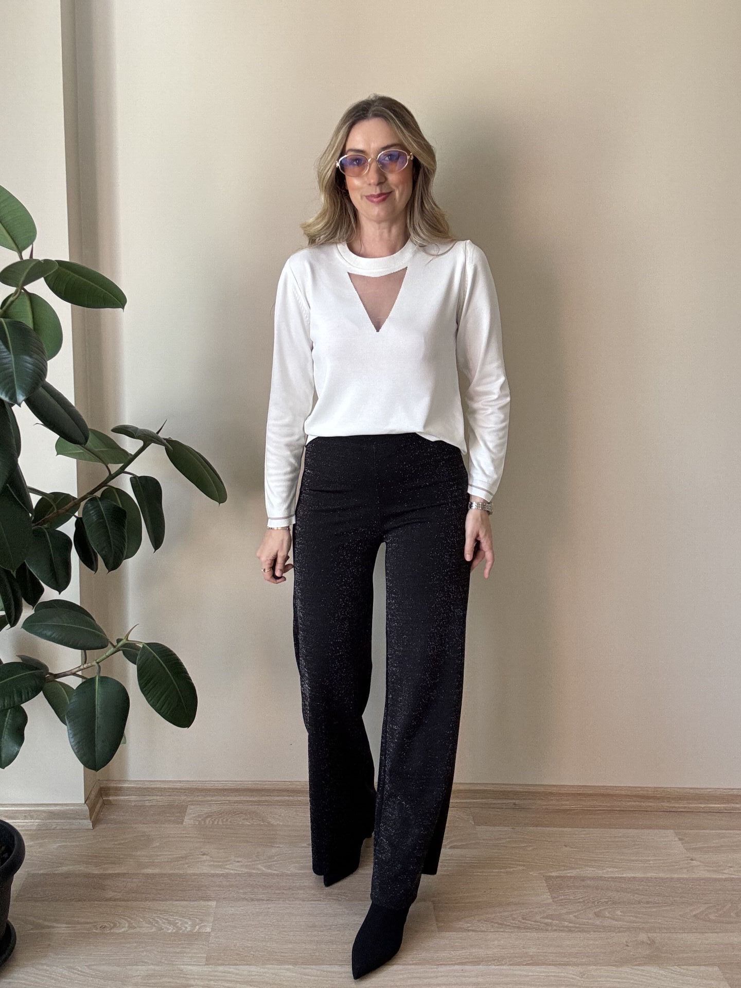 TÜY DETAYLI BLUZ BEYAZ / STD