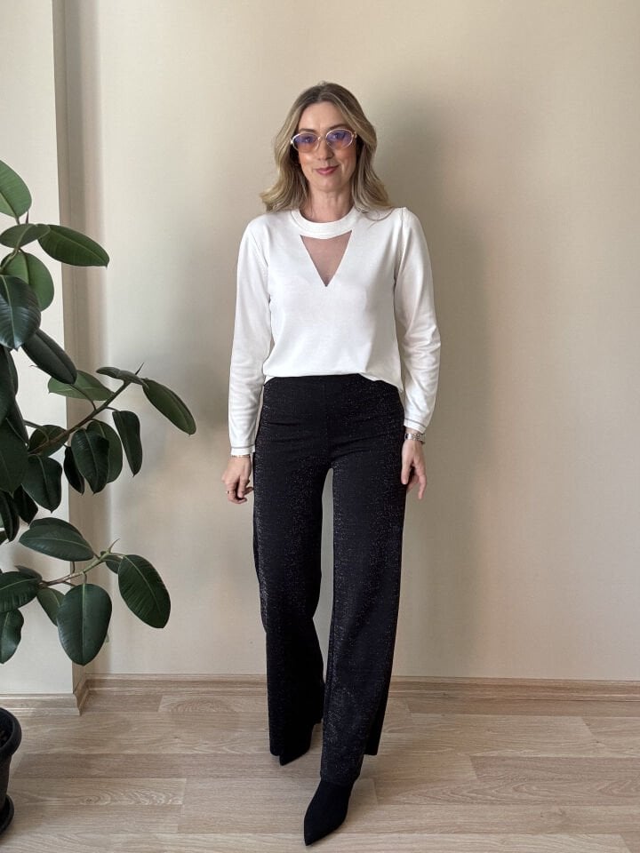 TÜY DETAYLI BLUZ BEYAZ / STD