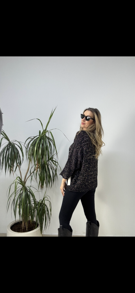 İTHAL ALTIN İPLİ TRİKO SİYAH / STD