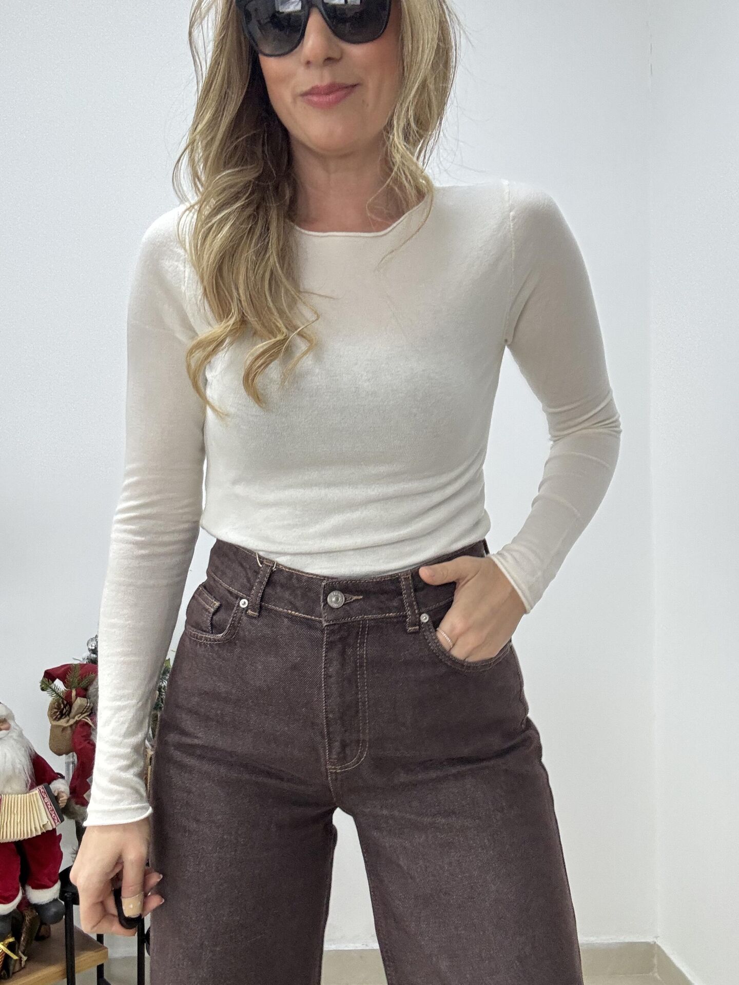 DILVIN TÜY BLUZ KREM / M