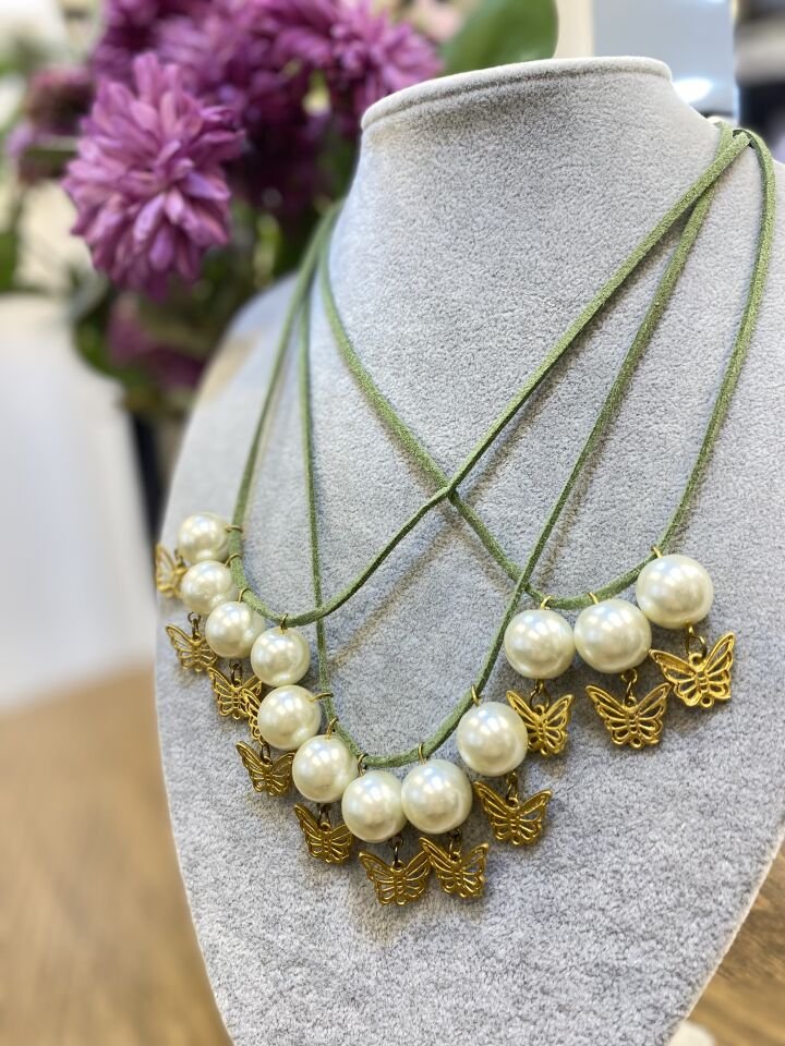 İNCİLİ KELEBEK FİGÜR KOL YEŞİL