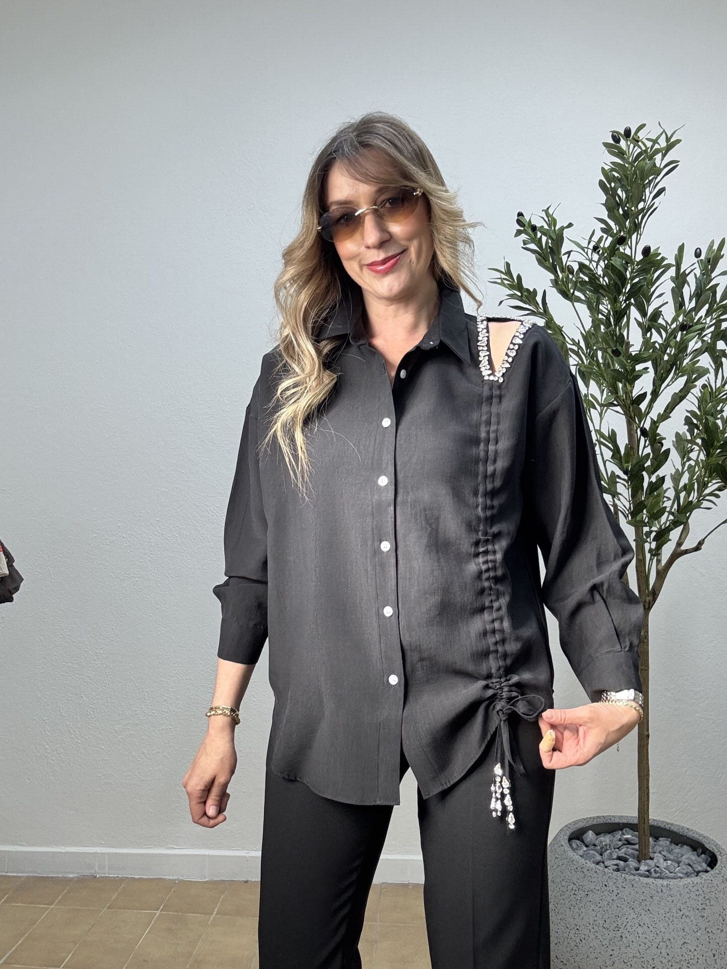 TAŞ DİKİM MODAL GÖMLEK 3122 Siyah - M