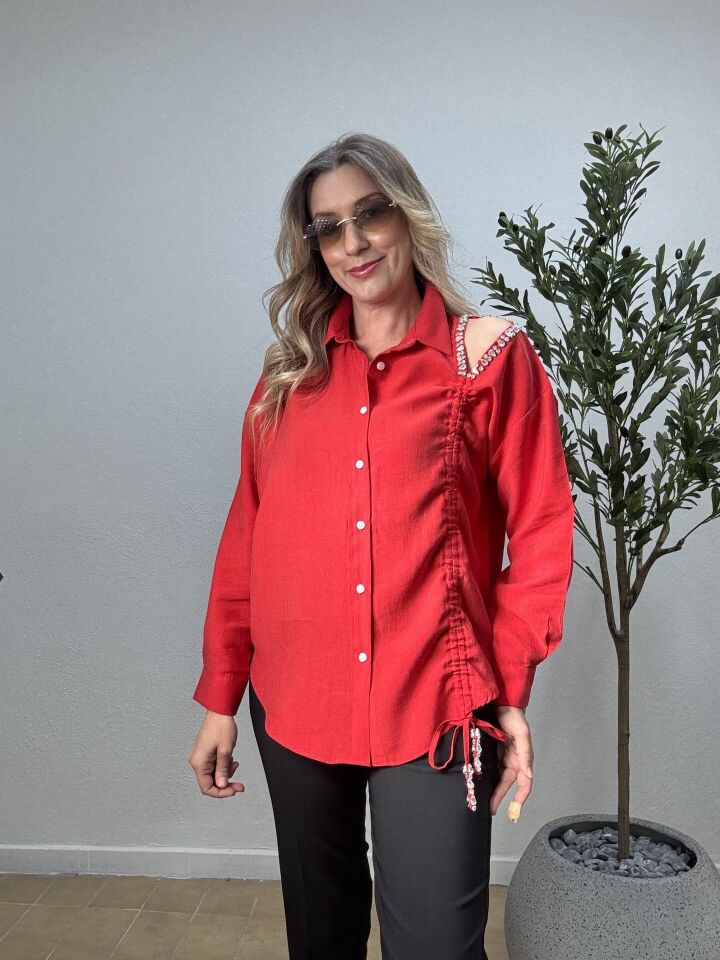 TAŞ DİKİM MODAL GÖMLEK 3122 Kırmızı - L