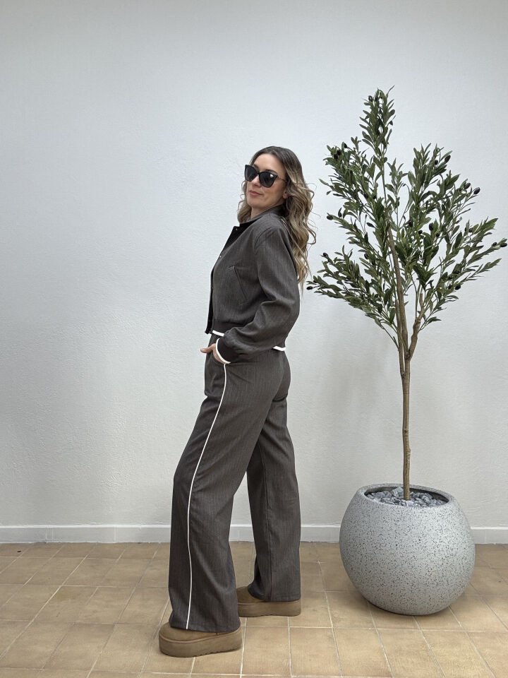 BELİ LASTİK DETAYLI PANTOLON 1726 M - Kahverengi