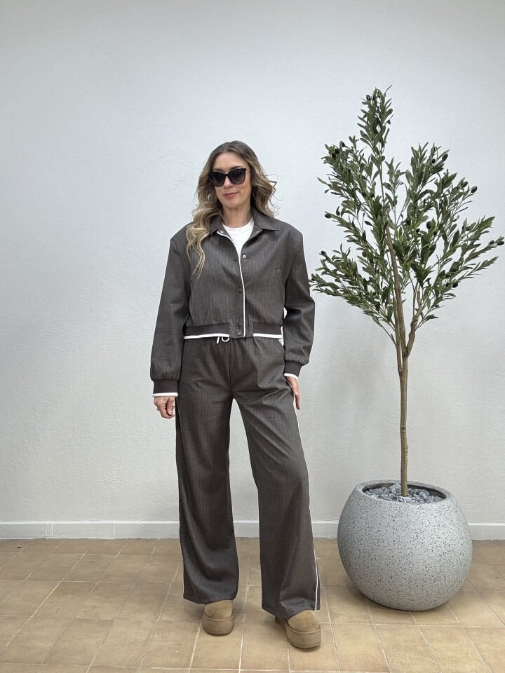 BELİ LASTİK DETAYLI PANTOLON 1726 M - Kahverengi