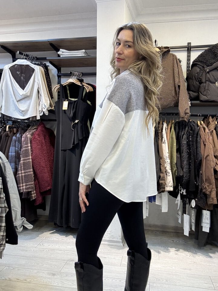 ÖRME MİX TENSEL GÖMLEK 3121 Beyaz - S