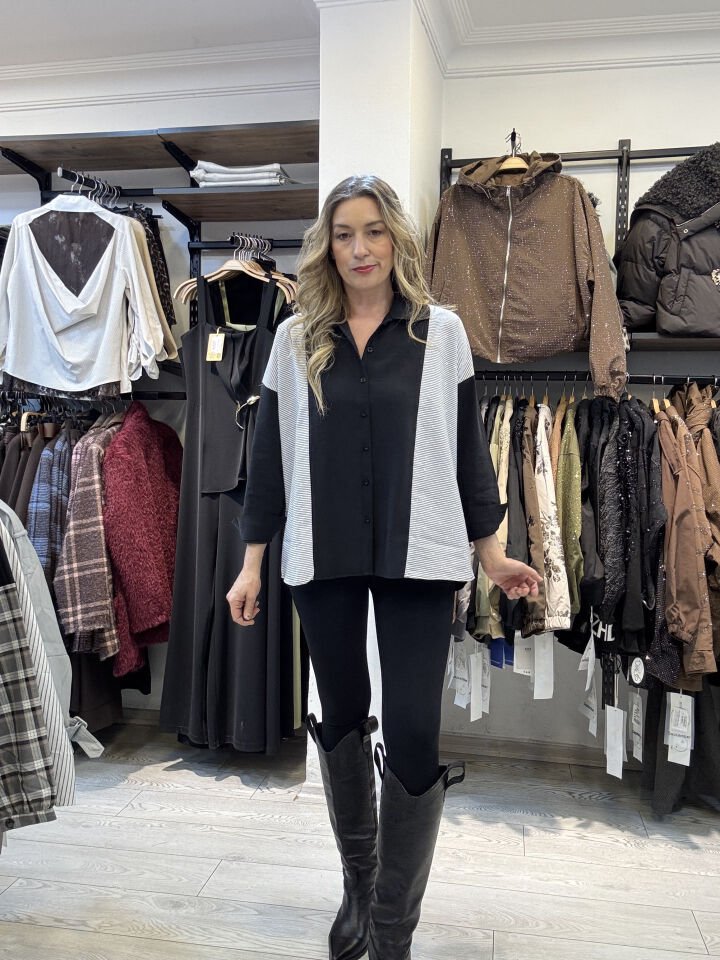 MİX KUMAŞ TAŞLI GÖMLEK 3123 Lacivert - S