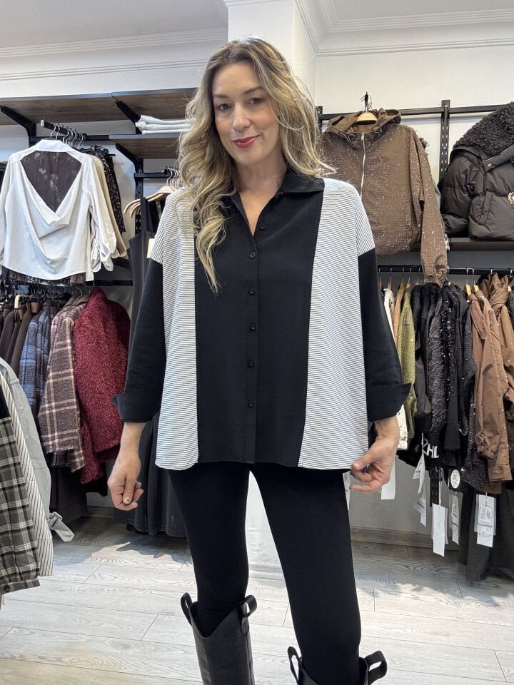 MİX KUMAŞ TAŞLI GÖMLEK 3123 Lacivert - S