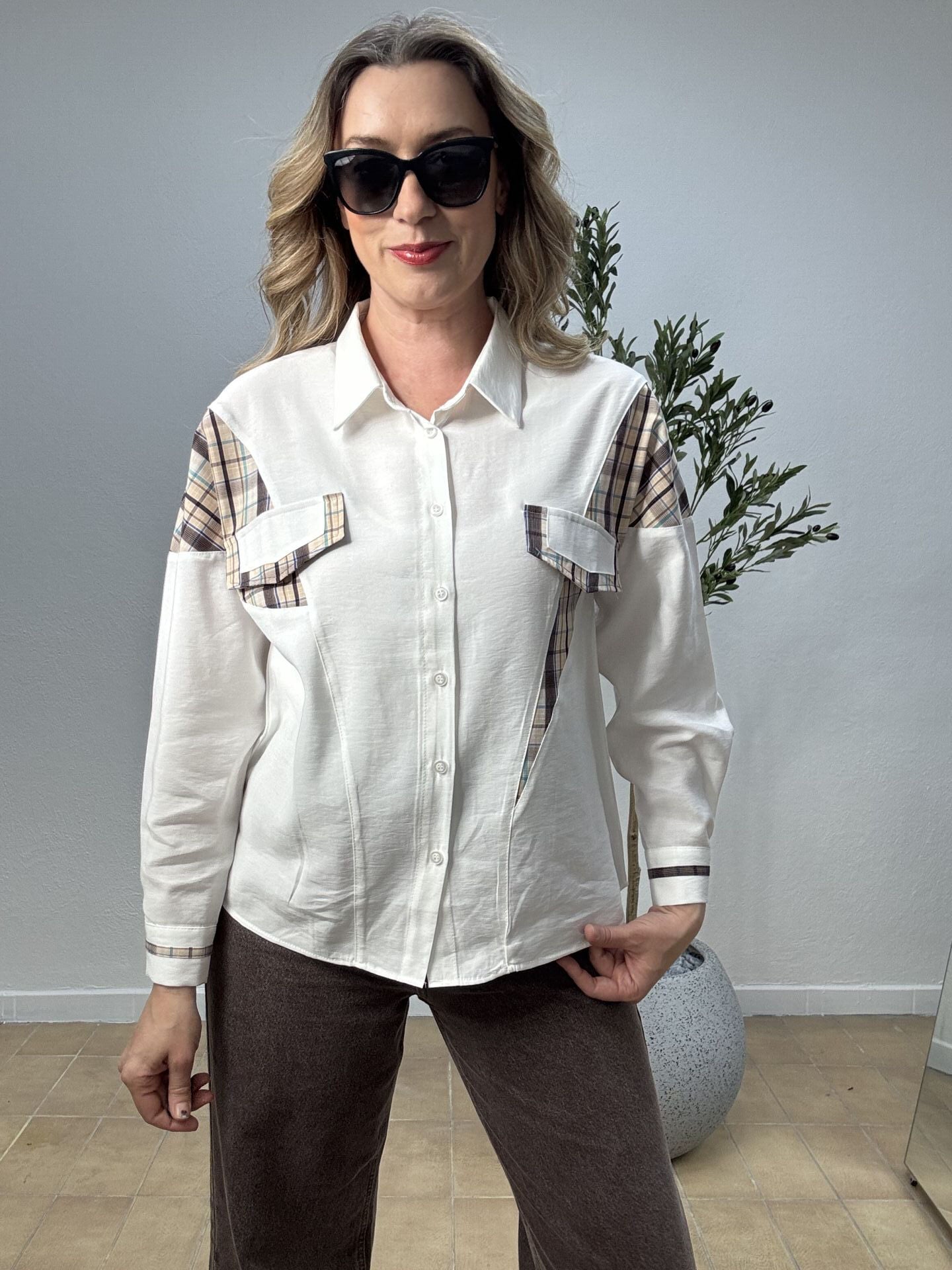 PİA ÇİZGİLİ GÖMLEK 3028 Beyaz