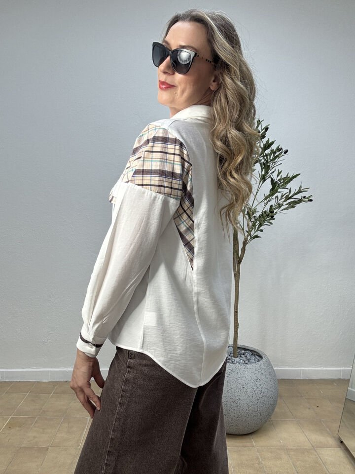 PİA ÇİZGİLİ GÖMLEK 3028 Beyaz