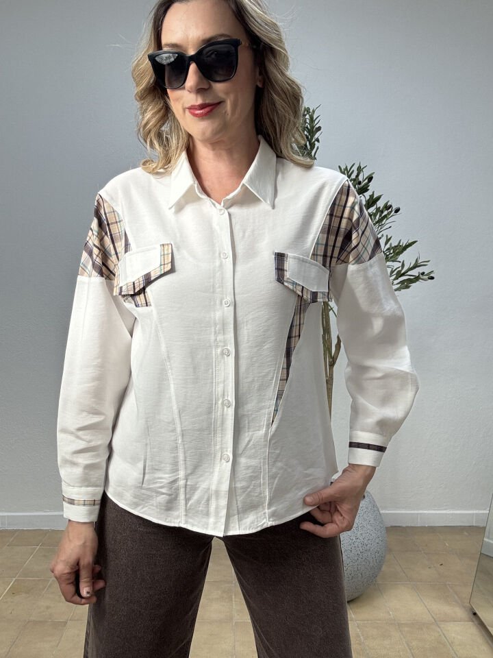 PİA ÇİZGİLİ GÖMLEK 3028 Beyaz