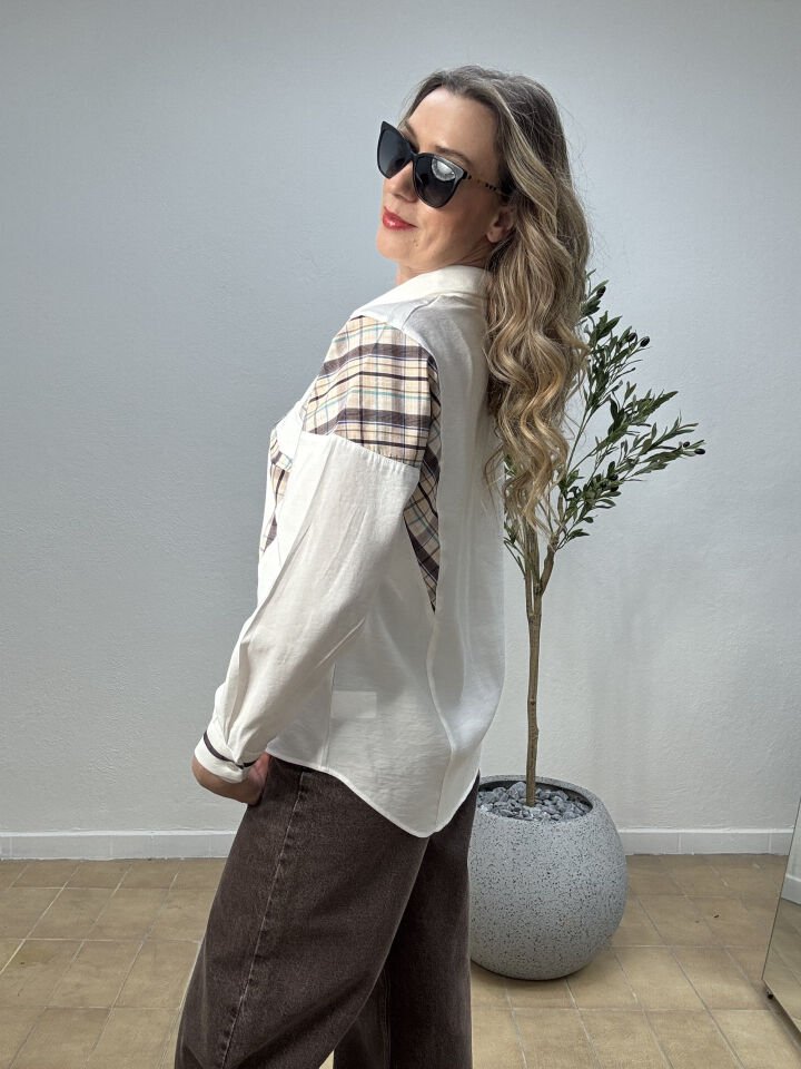 PİA ÇİZGİLİ GÖMLEK 3028 Beyaz