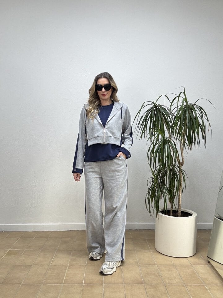 ÇİFT PARÇA GÖRÜNÜMLÜ TAKIM 3118 S - Gri