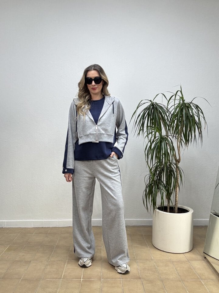 ÇİFT PARÇA GÖRÜNÜMLÜ TAKIM 3118 S - Gri