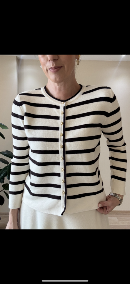 ÇİZGİLİ GOLD DÜĞMELİ HIRKA KHV / STD