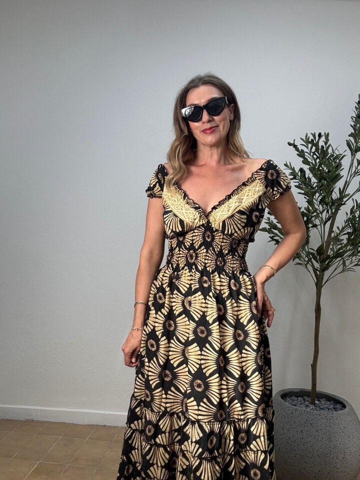 İTHAL İPEK SATEN KALIN ASKILI UZUN ELBİSE 5968