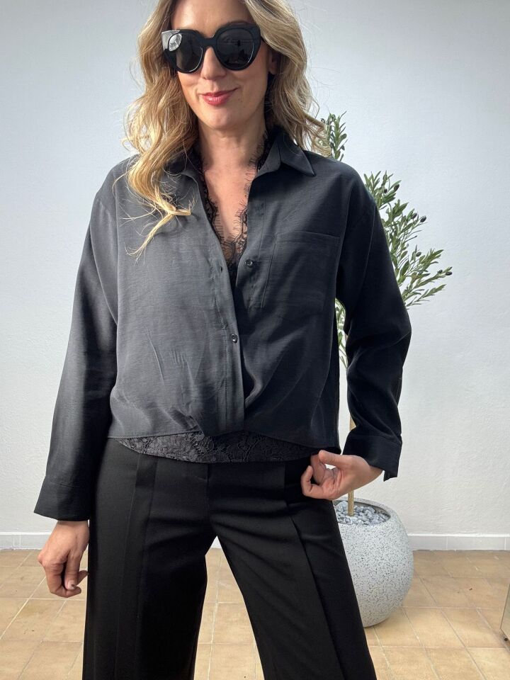 GÜPÜR ATLETLİ GÖMLEK 3127 Siyah - S