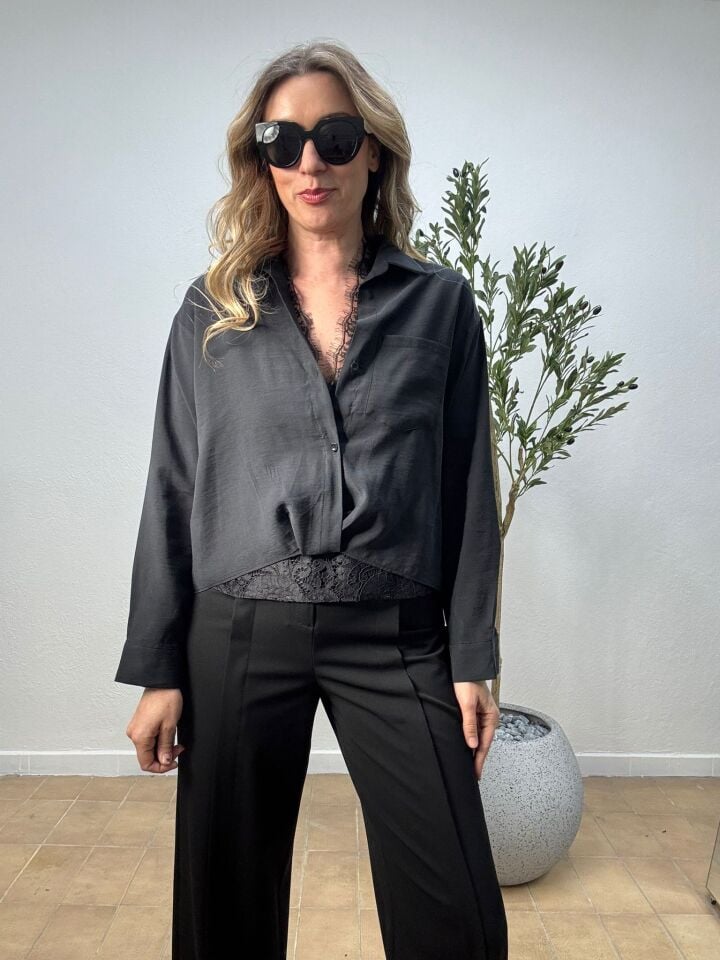 GÜPÜR ATLETLİ GÖMLEK 3127 Siyah - S