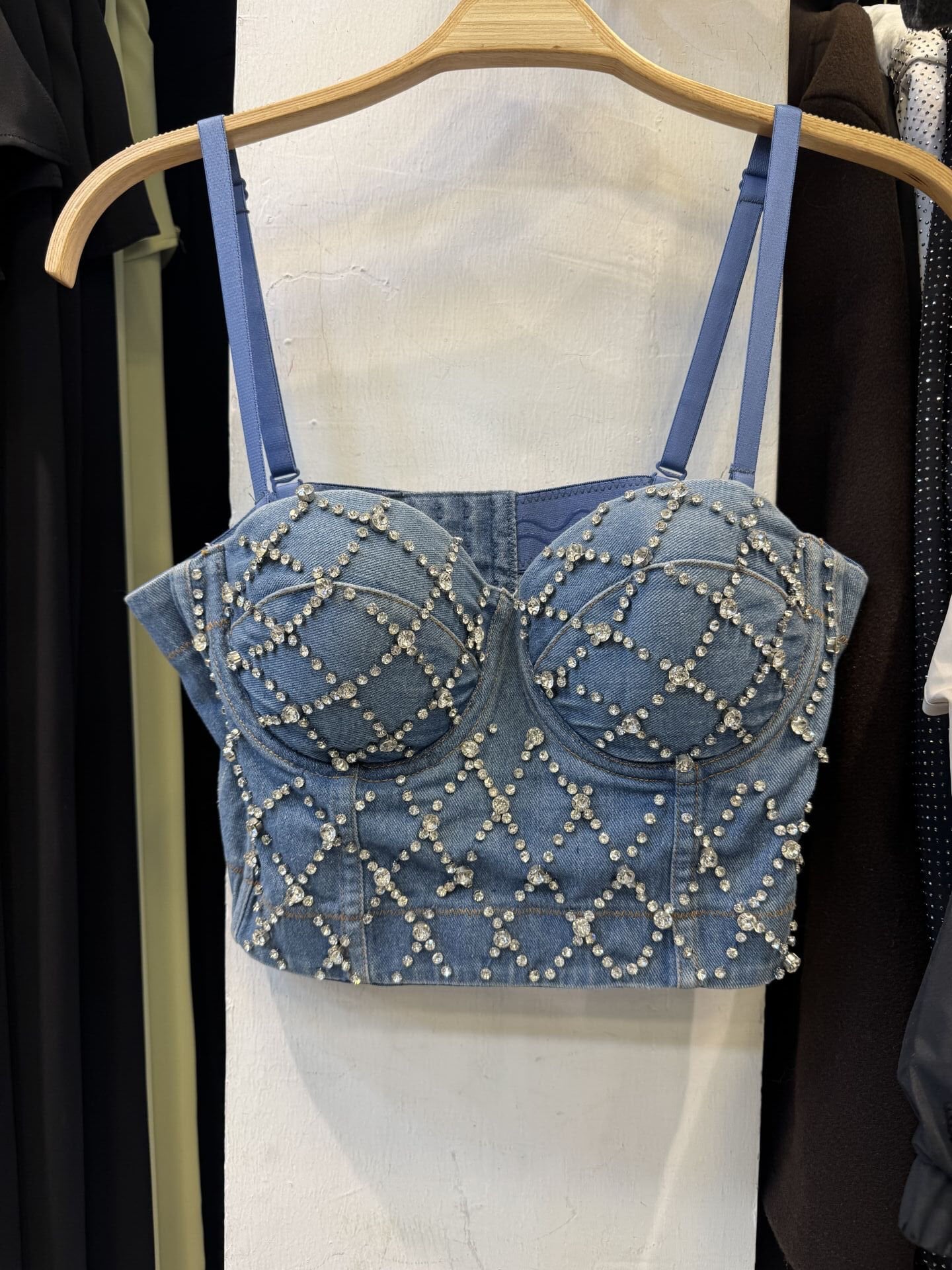 İTHAL MAVİ TAŞLI BÜSTİYER MAVİ / M