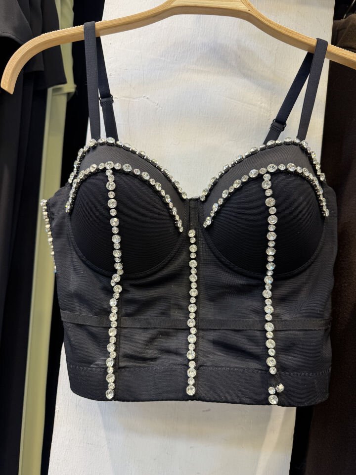 İTHAL SİYAH TAŞLI BÜSTİYER SİYAH / L