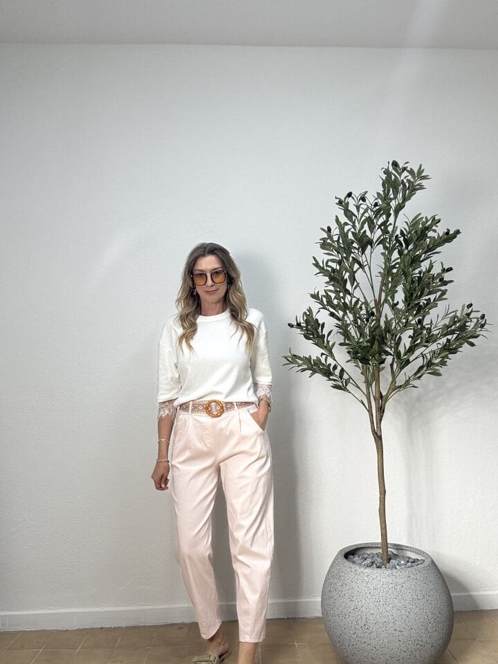 İTHAL KENDİNDEN KEMERLİ YOK PANTOLON 491 STD - Pembe