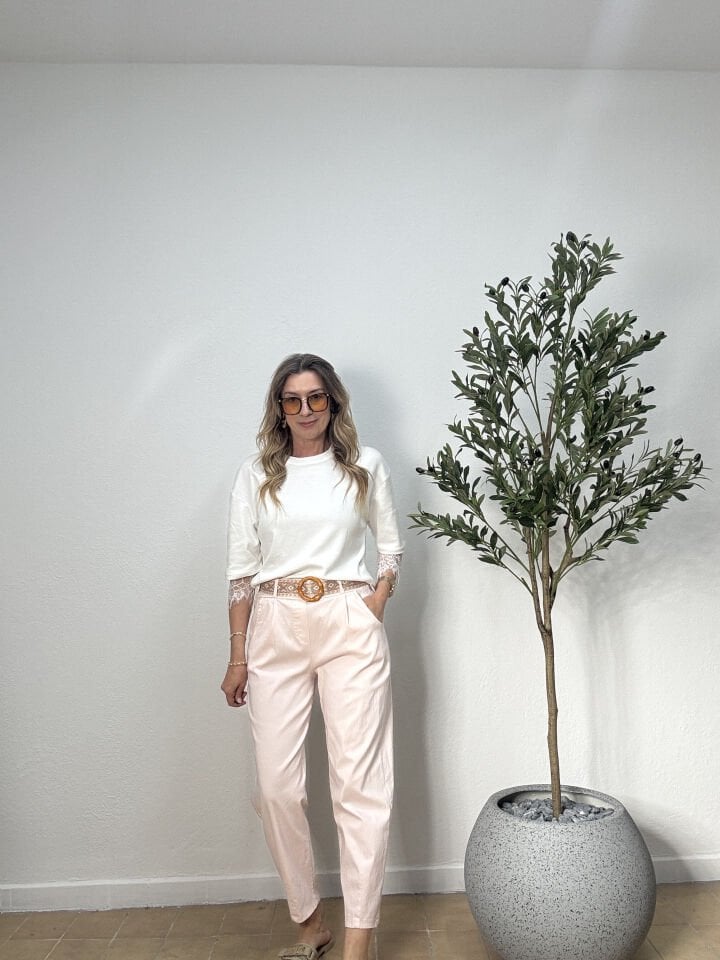 İTHAL KENDİNDEN KEMERLİ YOK PANTOLON 491 STD - Pembe