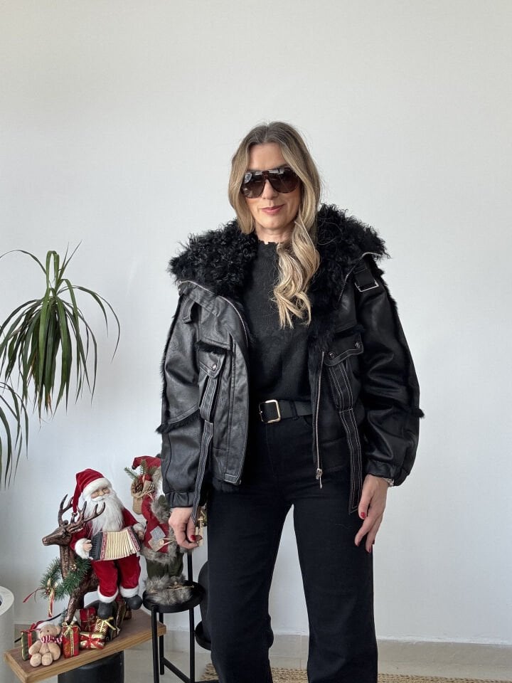 İTHAL İÇİ KÜRK DIŞI NUBUK MONT STD - Siyah