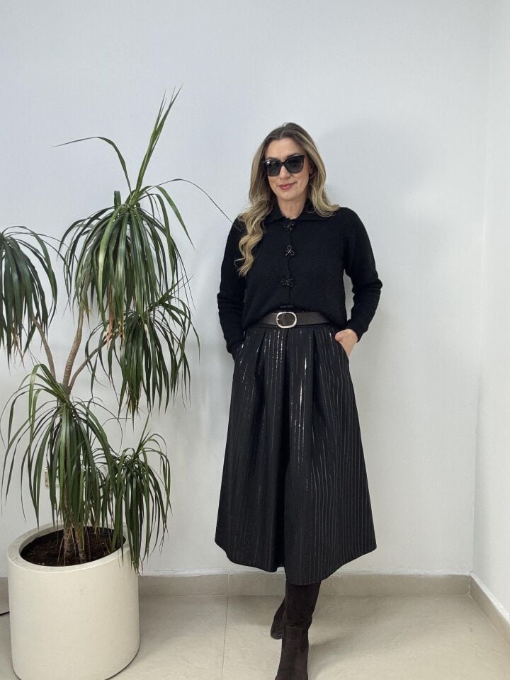 KURDELE DÜĞMELİ TRİKO SİYAH / STD