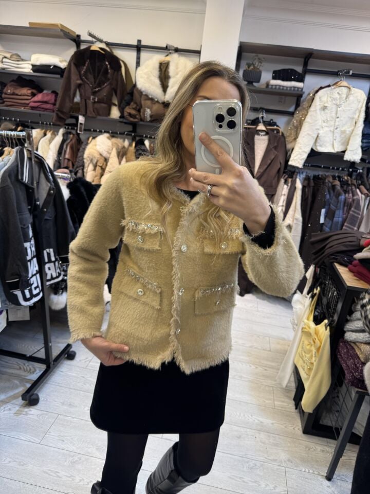 İTHAL KAŞMİR TAŞLI CEKET HIRKA NUDE / STD