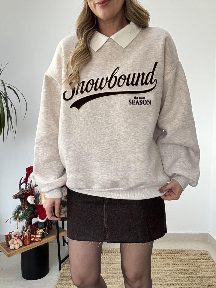 BEYAZ YAKA SWEAT SÜTLÜ KAHVE / M