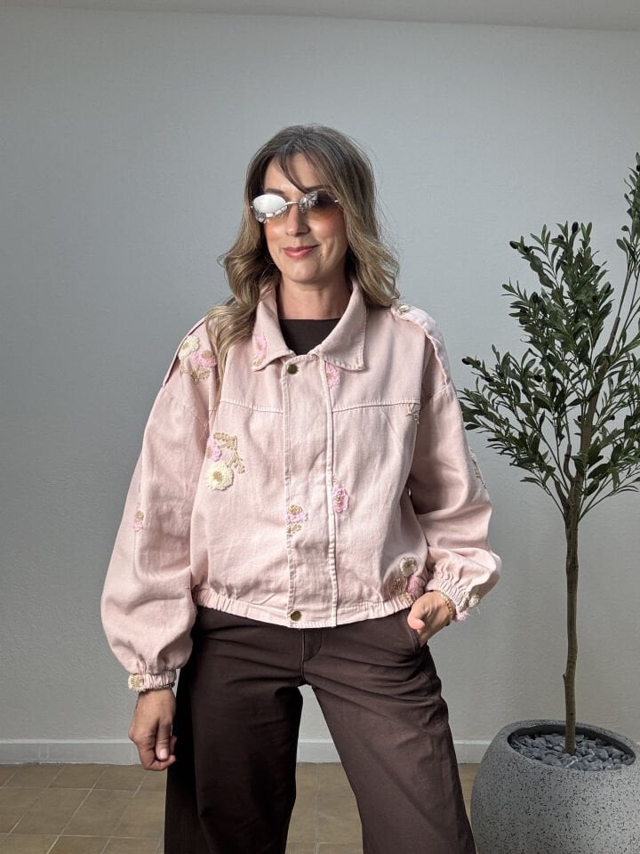 İTHAL KABARTMALI PAMUK KOT CEKET 160415 STD - Pembe
