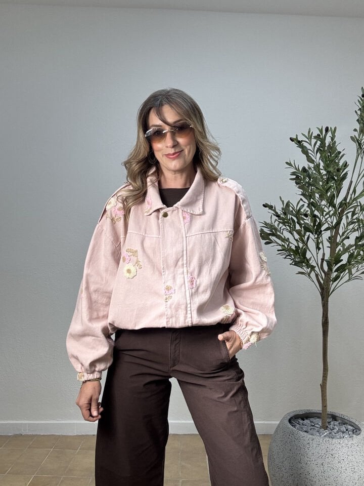İTHAL KABARTMALI PAMUK KOT CEKET 160415 STD - Pembe