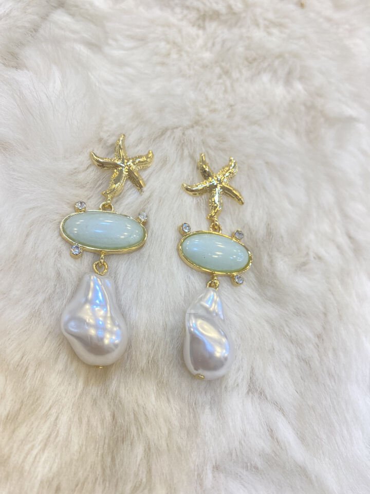 D.YILDIZ İNCİ UZUN KÜ MAVİ / ALTIN