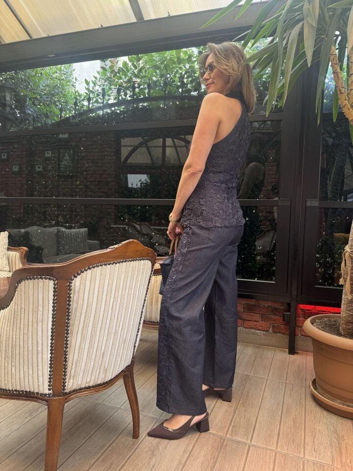 DANTEL GARNİLİ KOLSUZ JEAN TAKIM