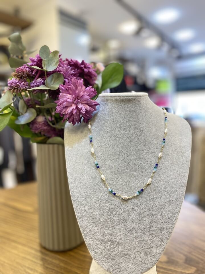 İNCİ DETAY RENKLİ TAŞ KO  ALTIN