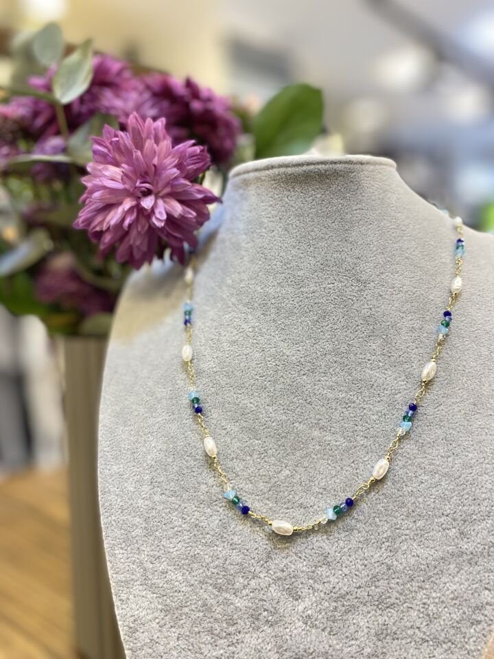 İNCİ DETAY RENKLİ TAŞ KO  ALTIN