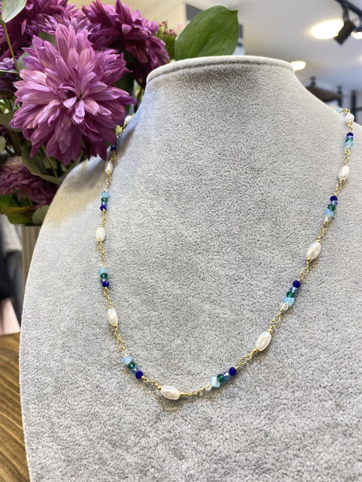 İNCİ DETAY RENKLİ TAŞ KO  ALTIN